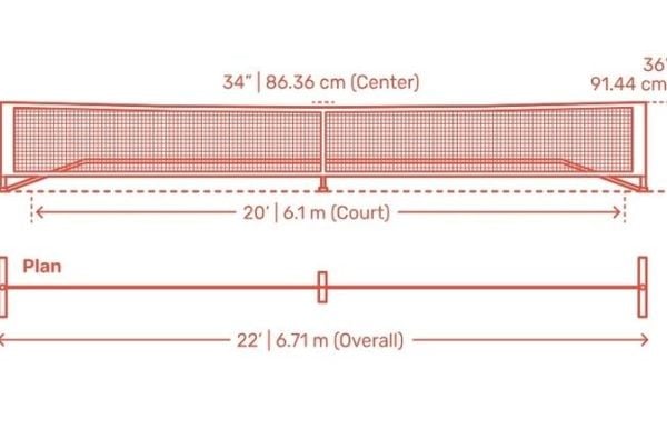 Kích thước tiêu chuẩn lưới thi đấu Pickleball