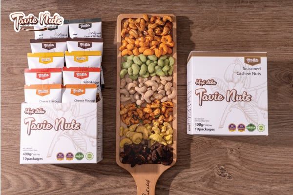 Box hạt điều tẩm vị Tavie Nuts túi nhỏ 40g: Gọn - nhẹ - tiện - lợi