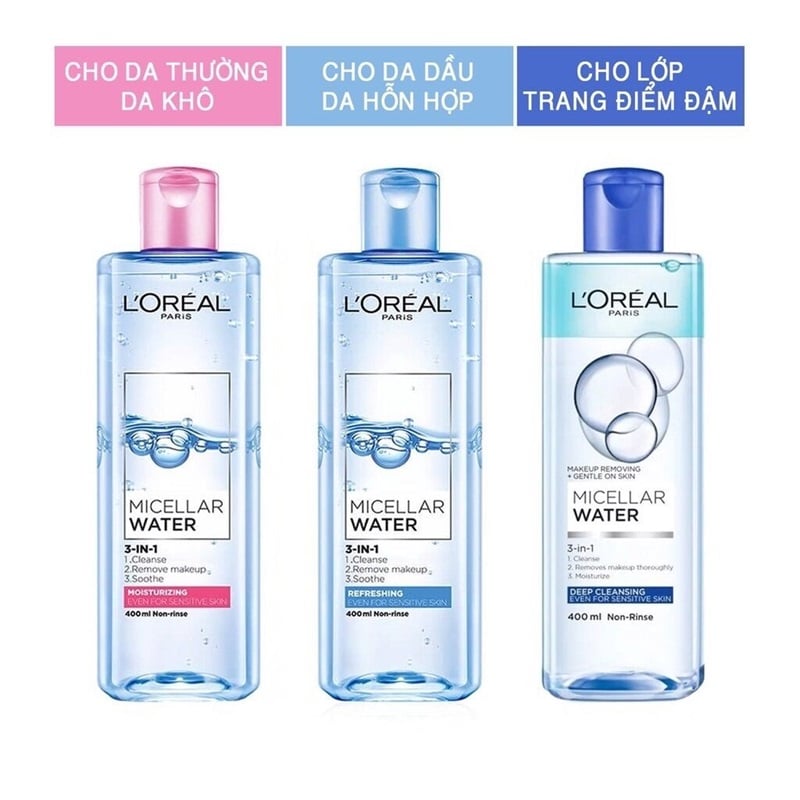 Nước Tẩy Trang L'ORÉAL Micellar Water 3IN1 - 400 ml