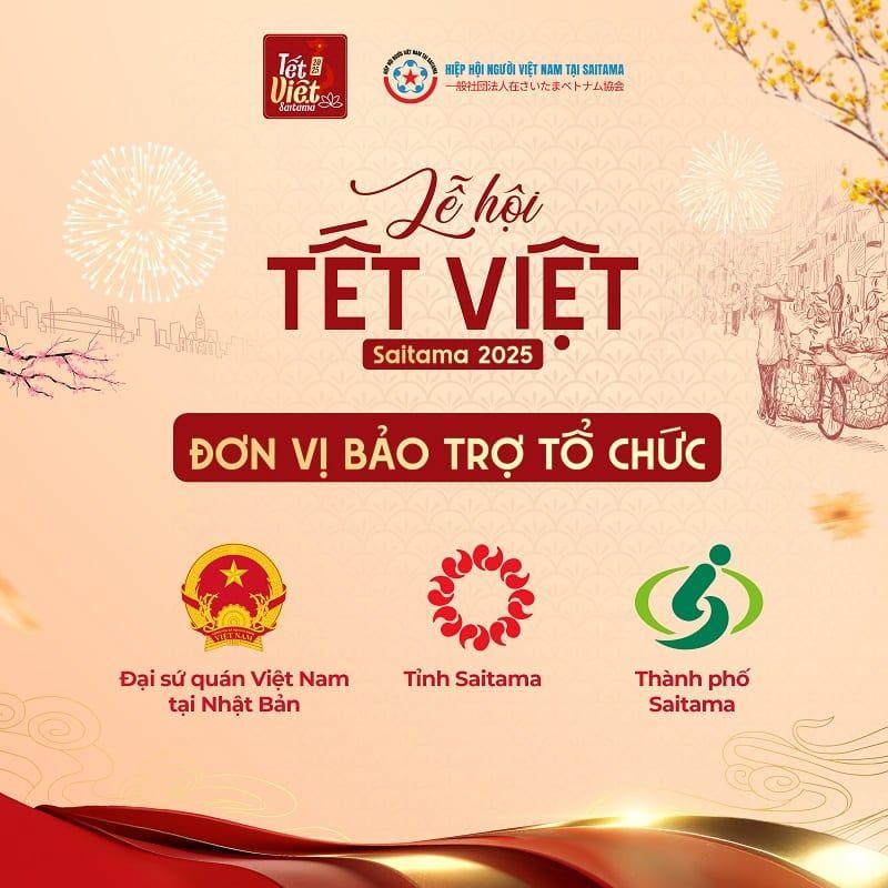 Tết Việt Saitama 2025 chính thức nhận bảo trợ từ Đại sứ quán Việt Nam tại Nhật Bản và chính quyền tỉnh Saitama, thành phố Saitama