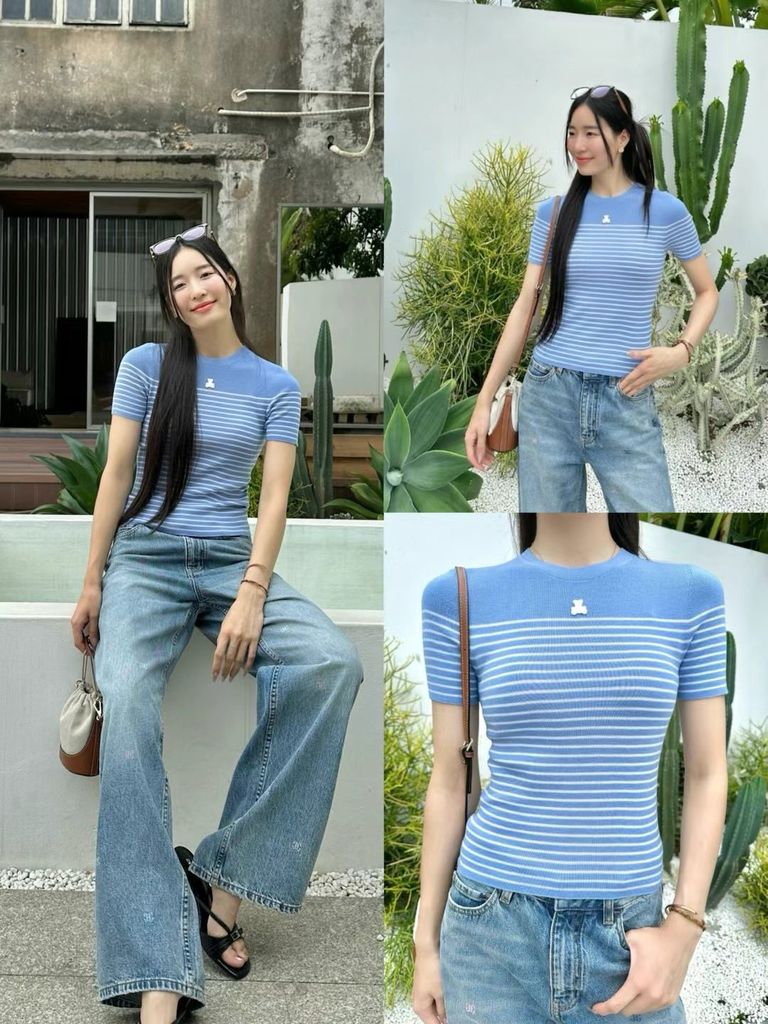 KHƠI DẬY PHONG CÁCH HÈ – ÁO NGẮN TAY XANH DA TRỜI KẺ SỌC NGANG – GẤU TRẮNG TỪ CHESTER CHARLES