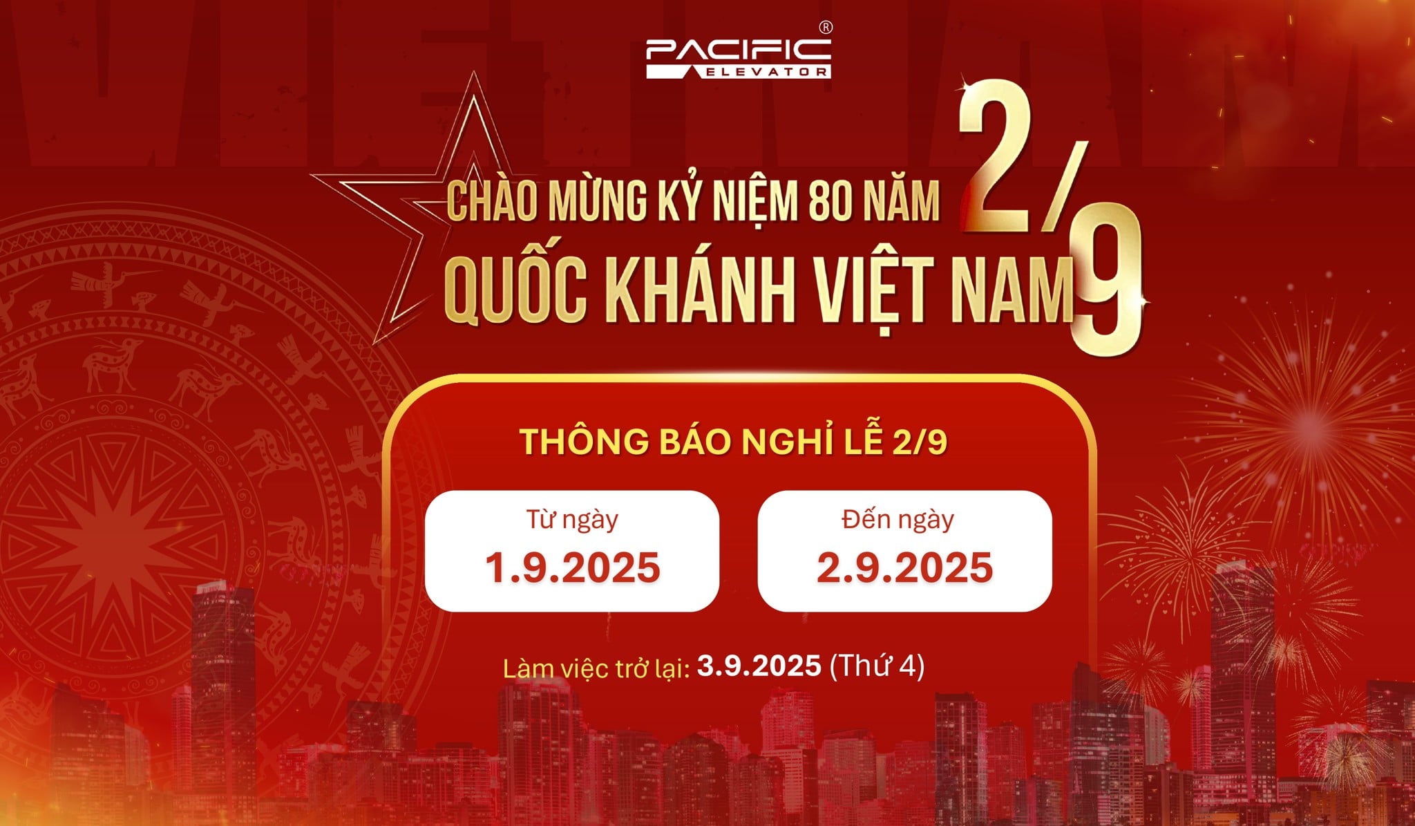 Thang Máy Atlantic thông báo lịch nghỉ Lễ 2/9