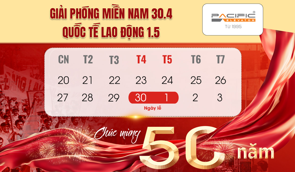 Thang Máy Atlantic thông báo lịch nghỉ Lễ 30/04 & 01/05