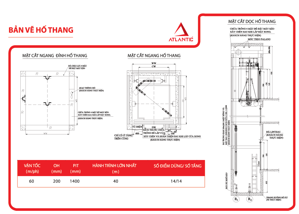 Bản vẽ hố thang SA820 cả 2 đối trọng: đối trọng bên sau