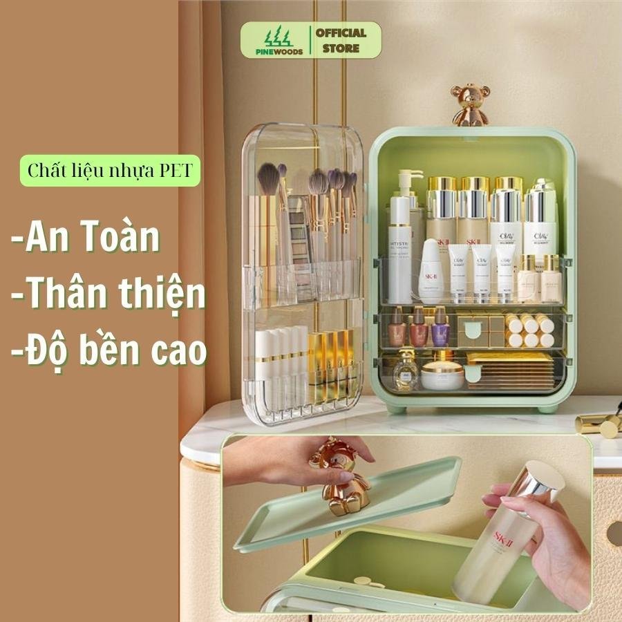 Tủ Đựng Mỹ Phẩm Nhiều Ngăn Kèm Đèn LED