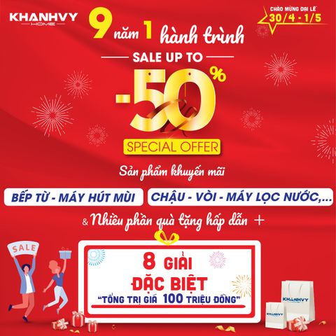 Mừng sinh nhật 9 tuổi và đại lễ 30/04-01/05 - Malloca kết hợp cùng Khánh Vy Home giảm giá đến 50%