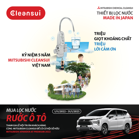 Mừng 5 năm Cleansui - Mua lọc nước, rước ô tô tại Khánh Vy Home