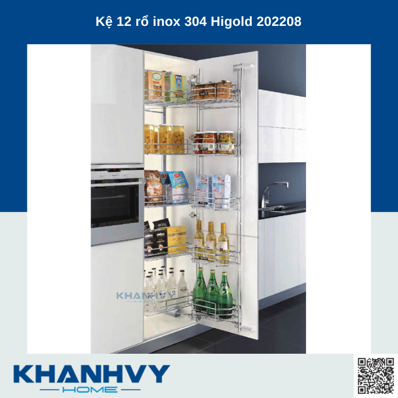 Kệ 12 Rổ Inox 304 Higold 202208: Giải Pháp Lưu Trữ Đồ Khô Thông Minh Cho Tủ Bếp Hiện Đại