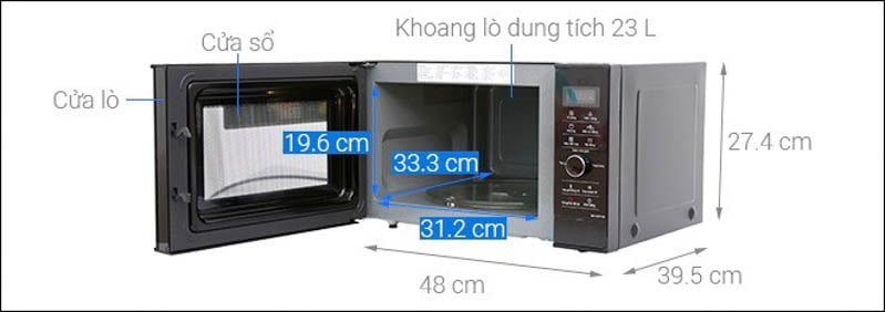 Các kích thước lò vi sóng phổ biến nhất hiện nay