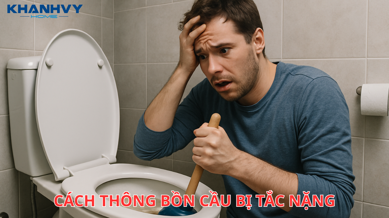 Cách thông bồn cầu bị tắc nặng cực hiệu quả, đơn giản