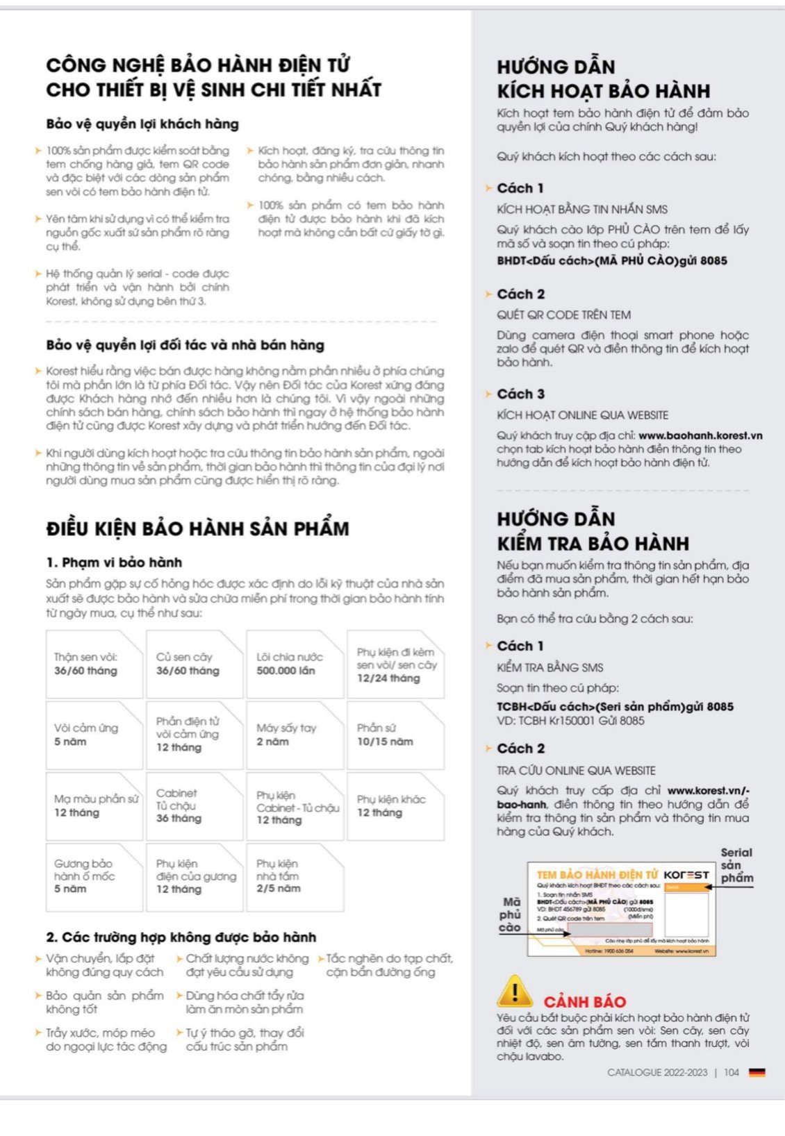 Chính sách bảo hành sản phẩm Korest