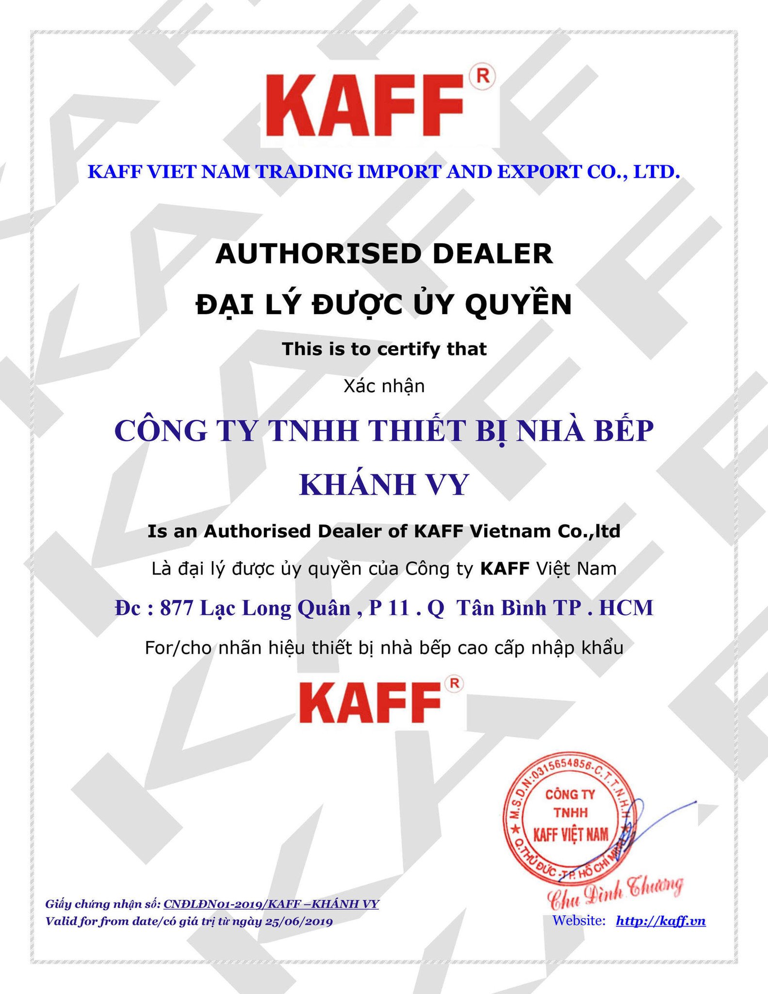 Khánh Vy Home - Đại lý ủy quyền phân phối sản phẩm thương hiệu Kaff