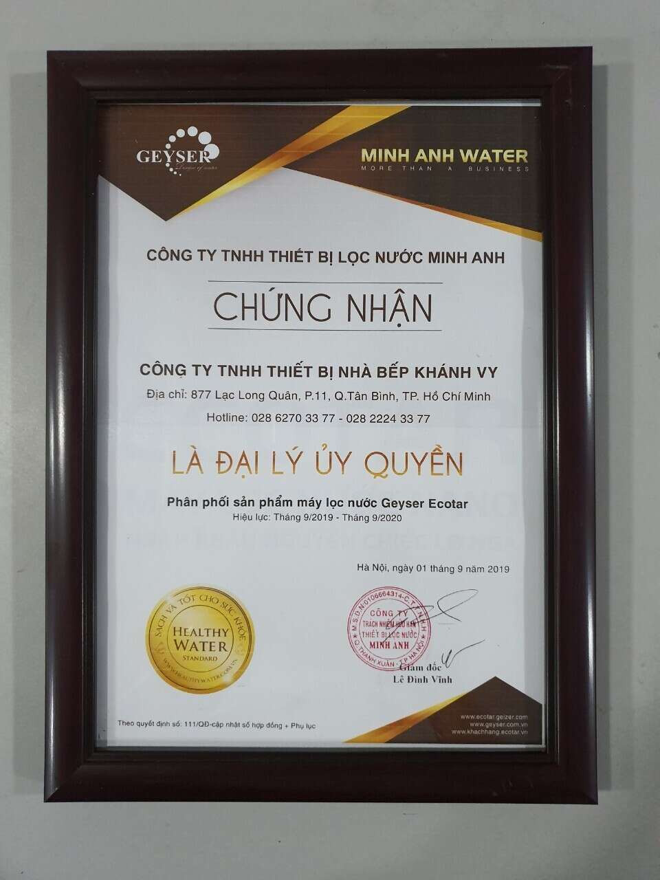 Khánh Vy Home - đại lý ủy quyền phân phối sản phẩm lọc nước Geyser Ecotar