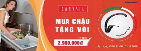 Carysil Khuyến Mãi Mua Chậu Tặng Vòi trị giá 2.950.000đ tháng 11 – 2019 tại Khánh Vy Home