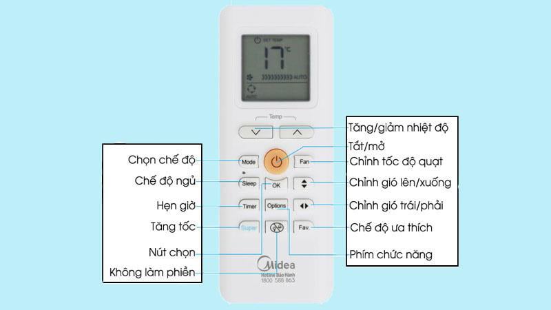 Hướng dẫn sử dụng điều khiển điều hòa Midea đúng cách chi tiết