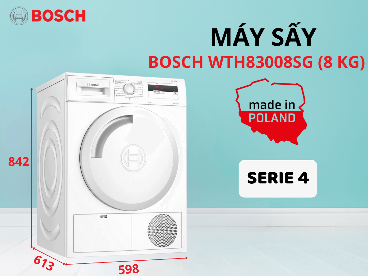 Tối Ưu Hóa Hiệu Suất Máy Sấy Quần Áo Bosch WTH83008SG Serie 4: Hướng Dẫn Từ Khánh Vy Home