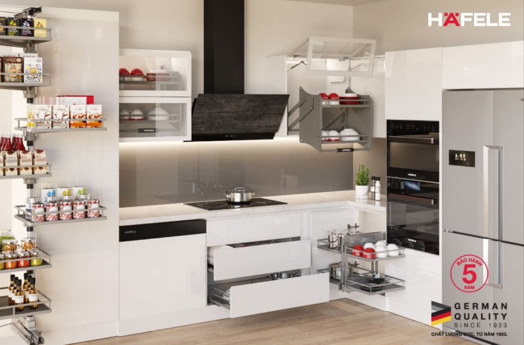 Phụ kiện tủ bếp Hafele – Giải pháp tối ưu cho không gian bếp hiện đại