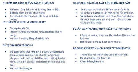 Quy trình bảo dưỡng lò nướng lò vi sóng