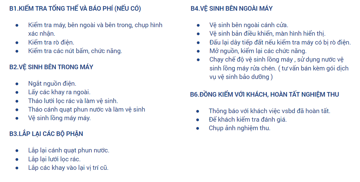 Quy trình bảo dưỡng máy rửa chén