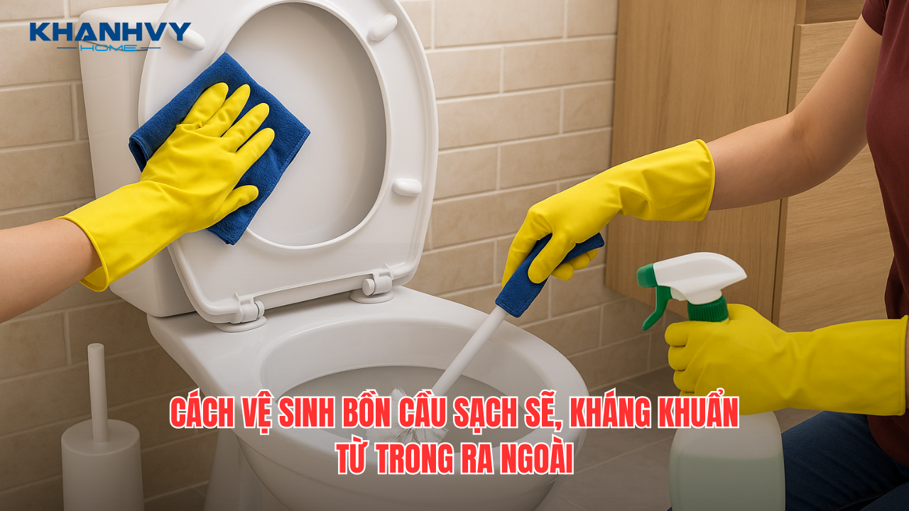 Cách vệ sinh bồn cầu sạch sẽ, kháng khuẩn từ trong ra ngoài
