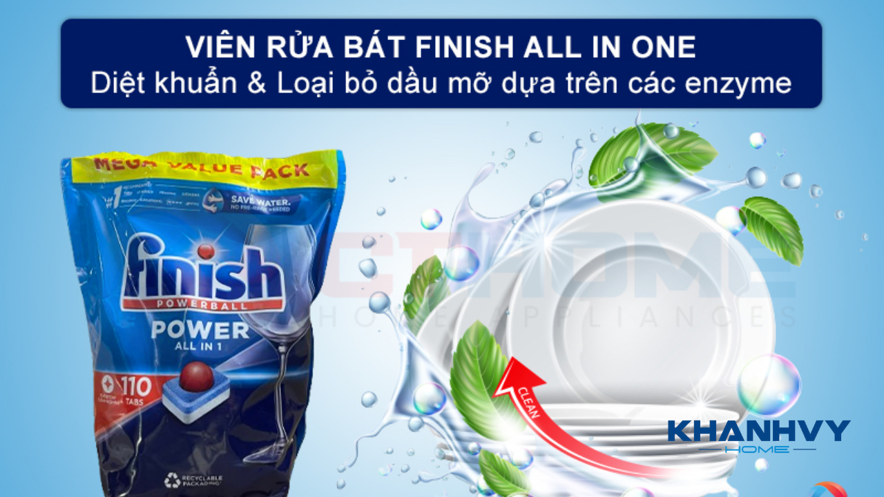 Viên Rửa Bát Finish All in One: Bí Quyết Sử Dụng An Toàn, Hiệu Quả, Bảo Vệ Máy Rửa Chén Lên Đến 30% Lâu Hơn.