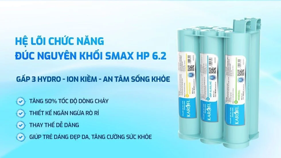 Máy lọc nước Karofi KAE-S68 Hydro-ion kiềm thay lõi nhanh chóng chỉ với 1 thao tác