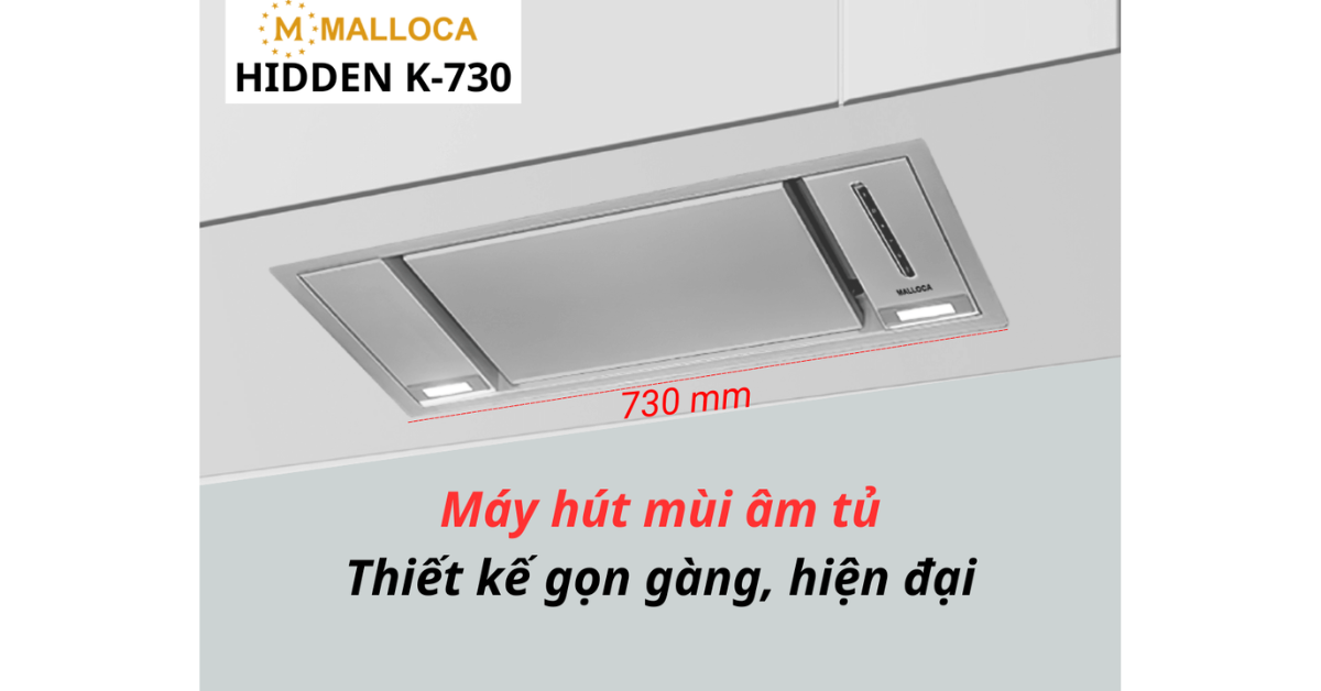 Máy hút khói khử mùi âm tủ Malloca Hidden K-730
