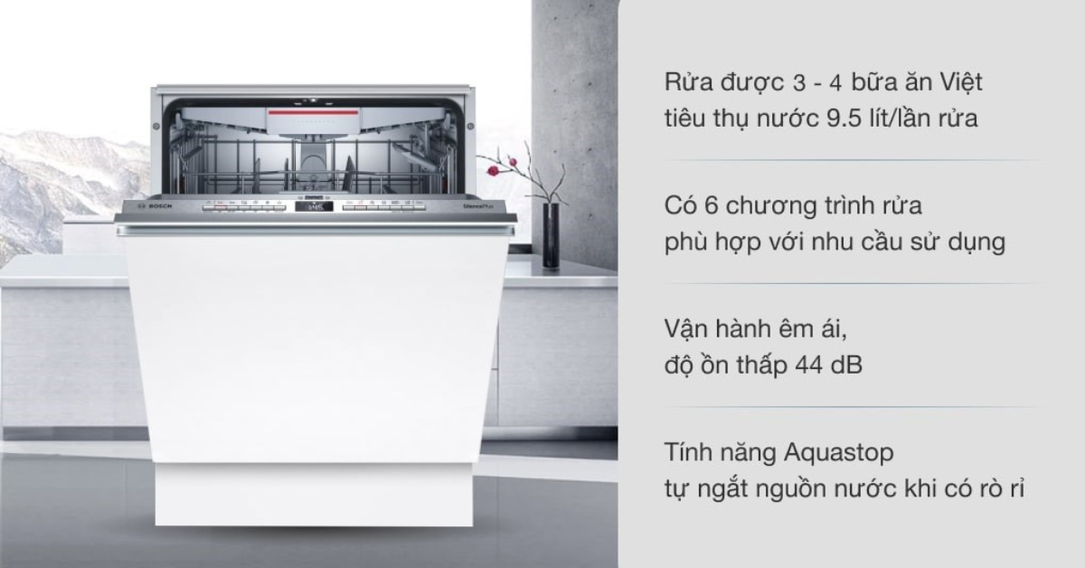 Đặc điểm nổi bật của Máy rửa chén âm tủ Bosch SMV4ECX14E Series 4, 13 bộ, Home connect