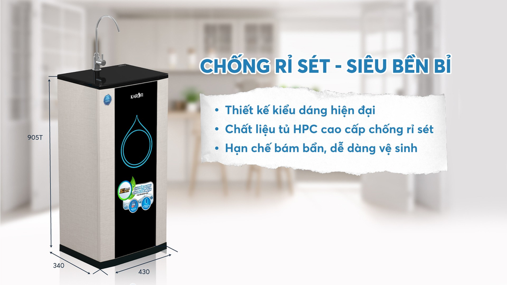 Máy lọc nước Karofi KBW80 có thiết kế bền bỉ