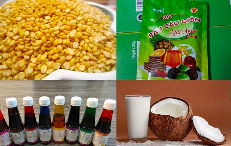Nguyên liệu để làm bánh đậu xanh trái cây