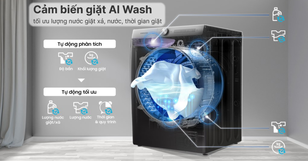 Máy giặt AI Ecobubble Samsung WW90TP44DSB/SV