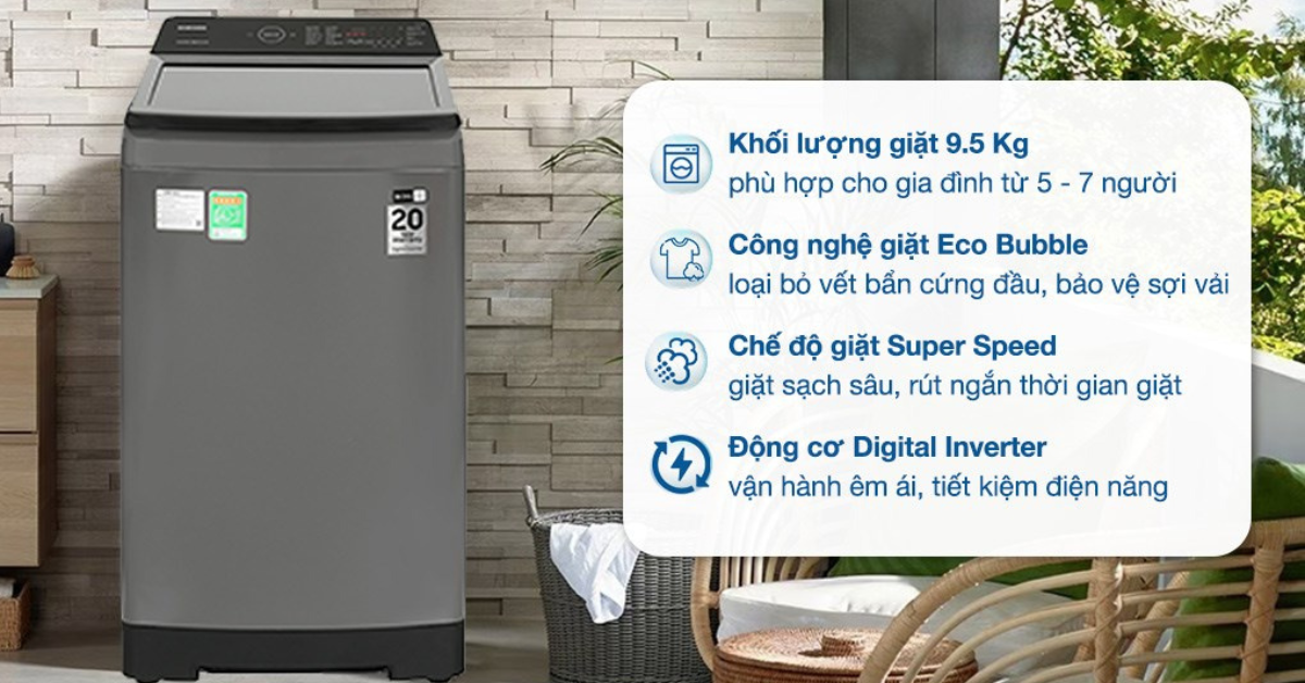 Đặc điểm nổi bật của Máy giặt lồng đứng Samsung WA95CG4545BDSV