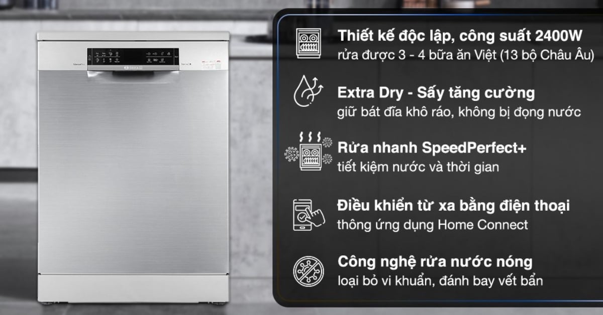 Đặc điểm nổi bật của Máy rửa chén độc lập Bosch SMS6ECI93E Series 6 13 bộ, Home connect