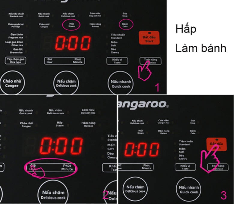 Chế độ hấp, làm bánh