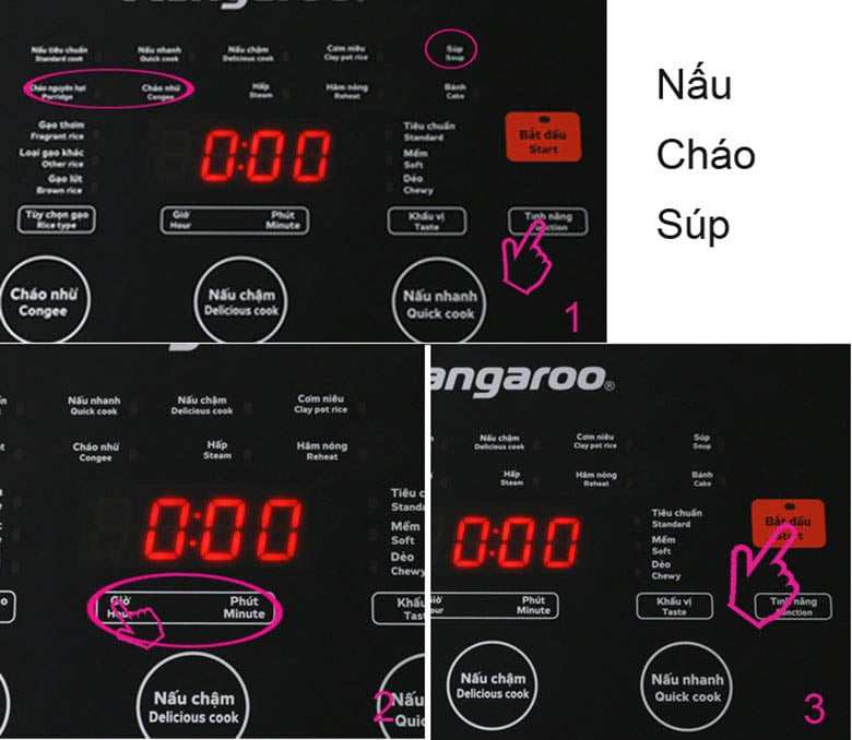 Chế độ nấu cháo, nấu súp