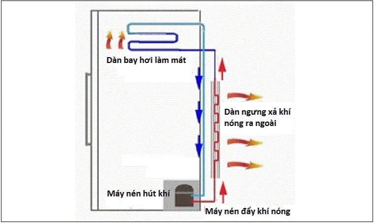 Tủ lạnh nóng 2 bên do dàn ngưng xả khí nóng ra ngoài