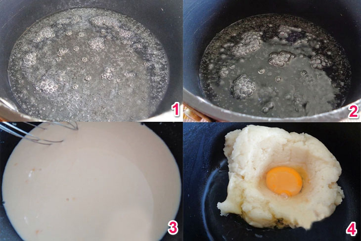 Đun hỗn hợp bột để làm bánh