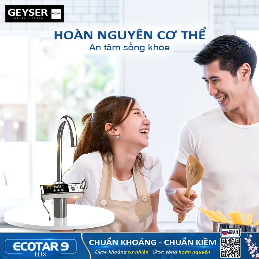 Máy lọc nước ion kiềm giàu hydro Geyser Ecotar 9 Lux