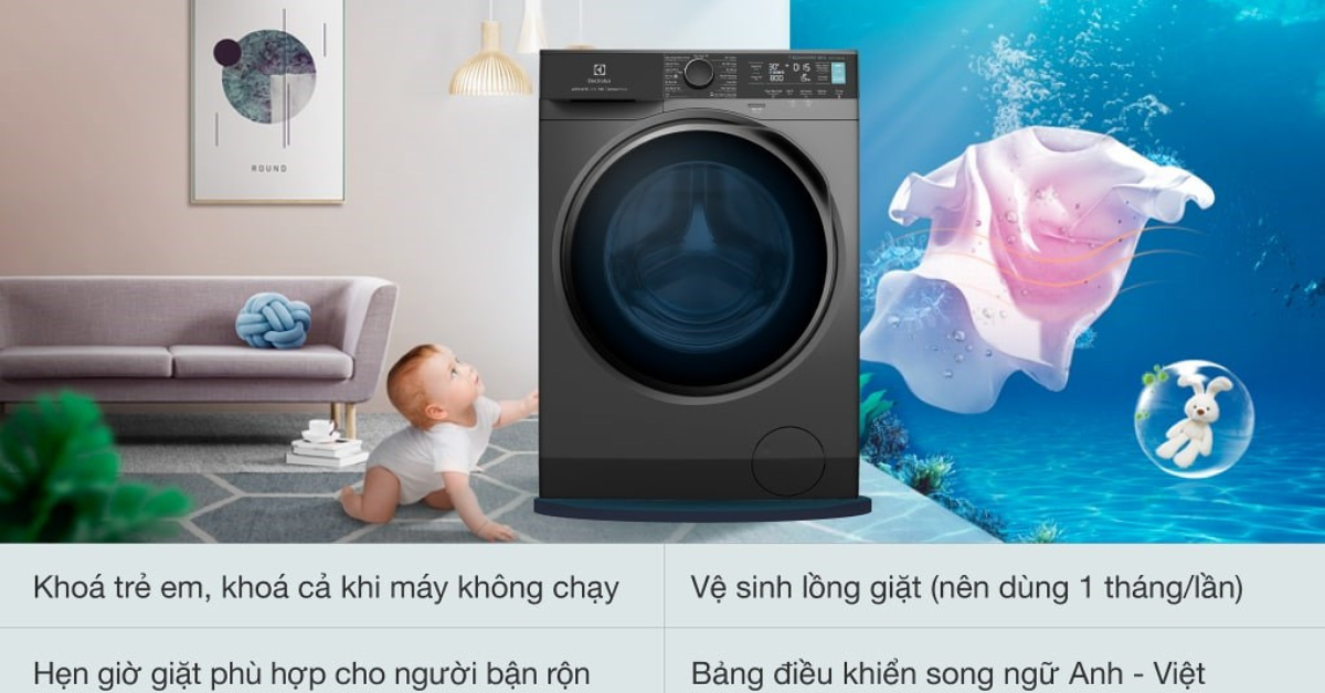 Hướng dẫn sử dụng Máy giặt cửa trước 9KG Electrolux EWF9042R7SB