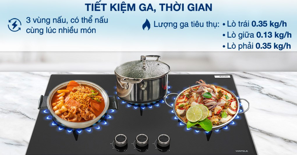Đặc điểm nổi bật của Bếp gas 3 vùng nấu Hafele 78cm HC-G783B 538.66.477