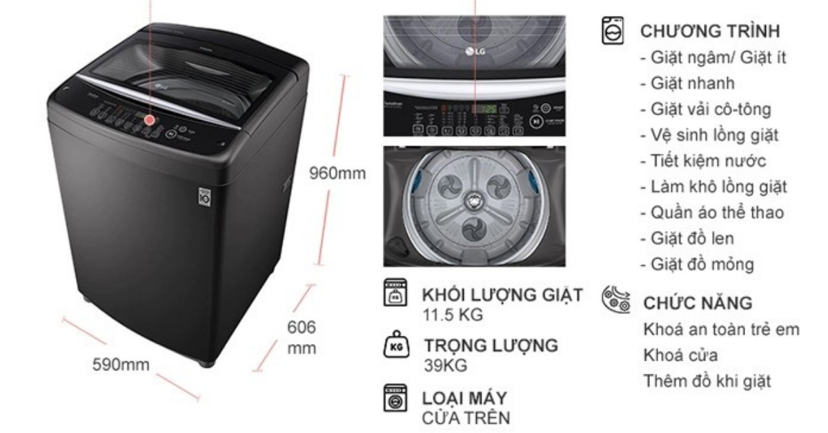 Máy giặt LG TurboDrum Inverter 11.5 kg T2351VSAB
