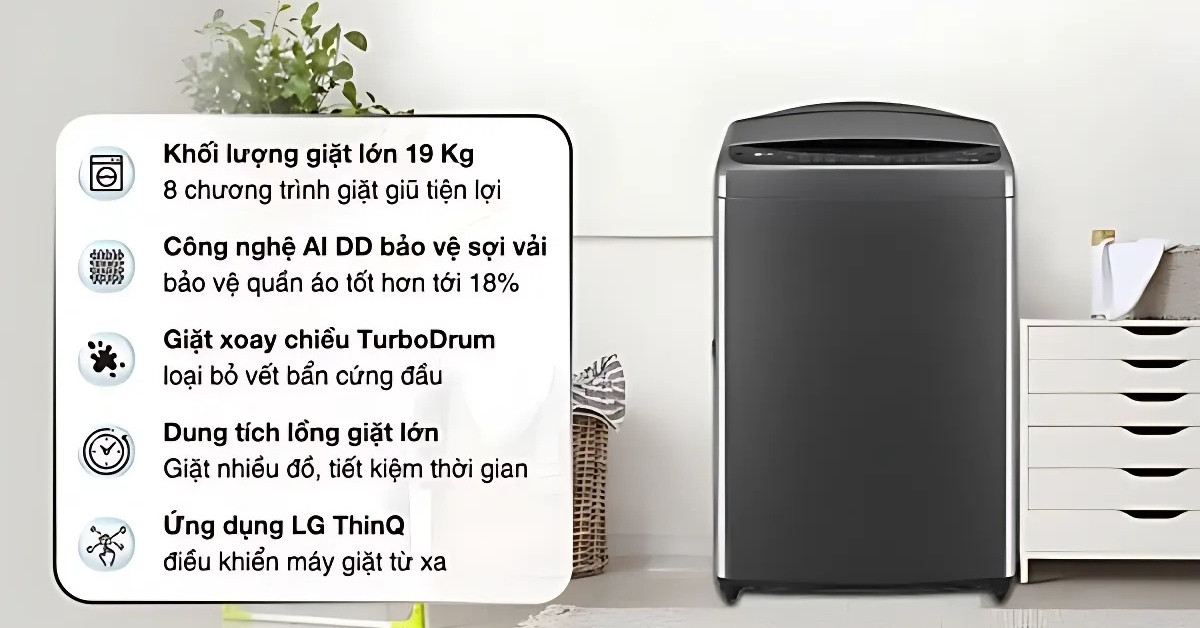 Máy giặt LG AI DD Inverter 19 kg TV2519DV7B