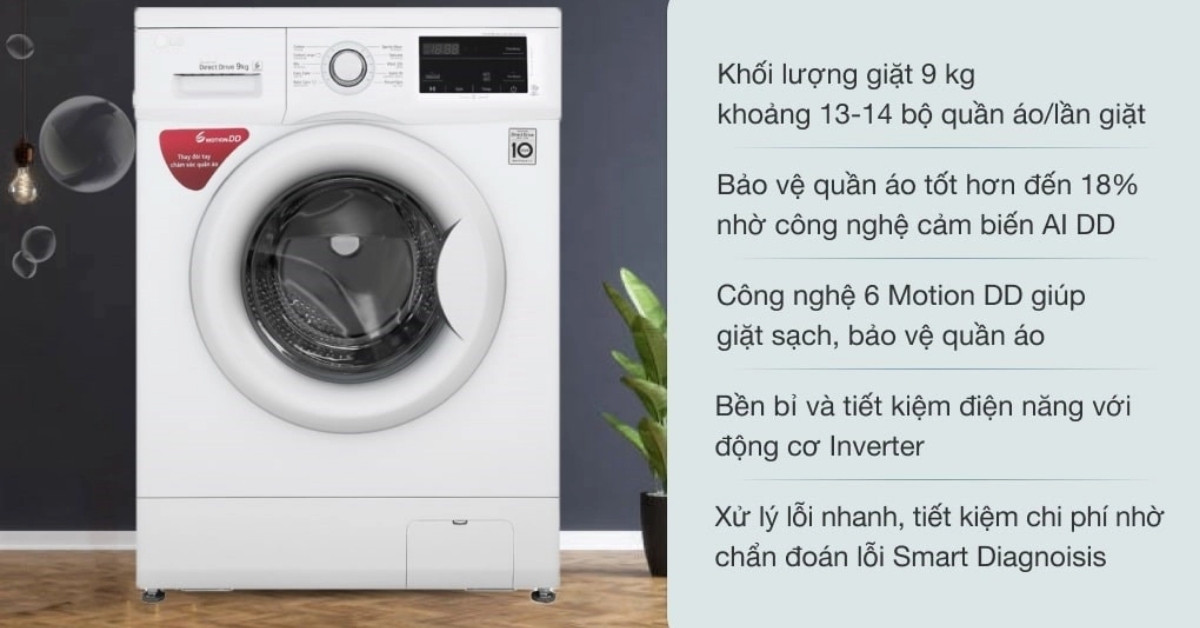 Máy giặt LG AI DD Inverter 9kg FM1209S6W