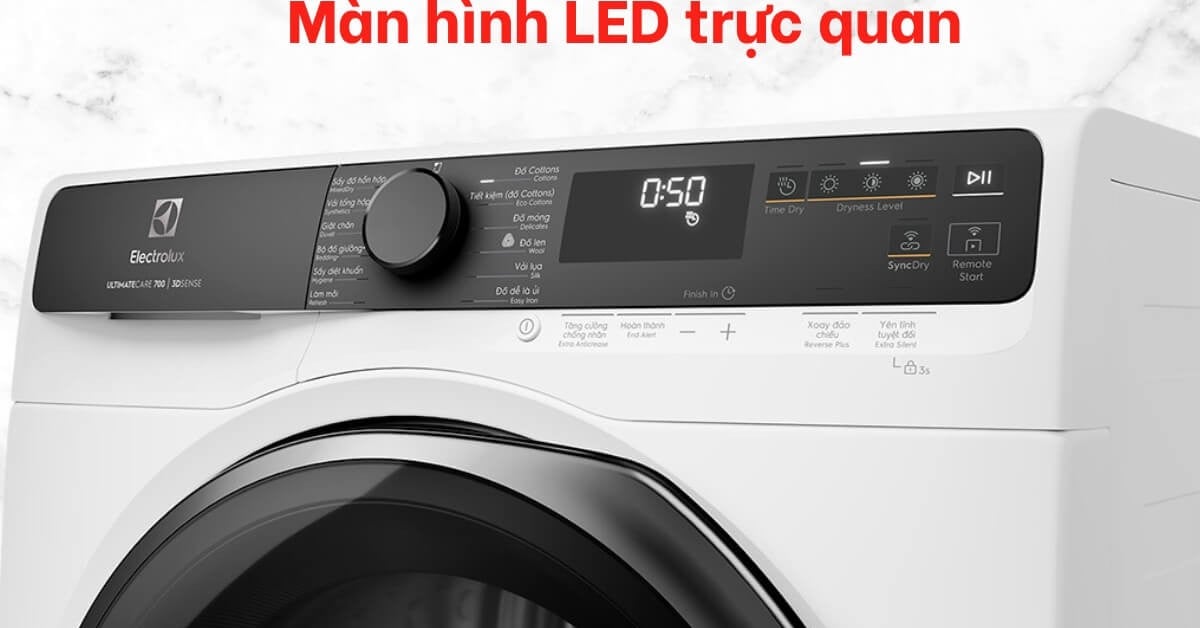 Máy sấy bơm nhiệt 9kg Electrolux EDH903R7WC