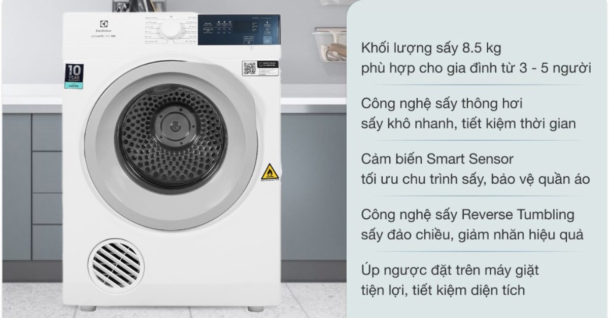 Máy sấy thông hơi Electrolux EDV854J3WB 8.5kg