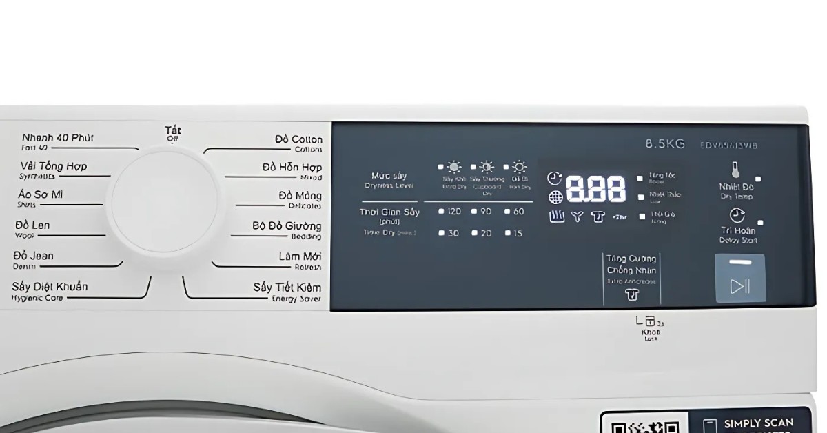 Máy sấy thông hơi Electrolux EDV854J3WB 8.5kg