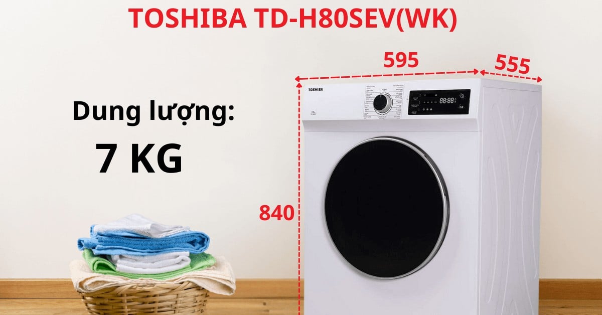 Máy sấy thông hơi TOSHIBA TD-H80SEV(WK)