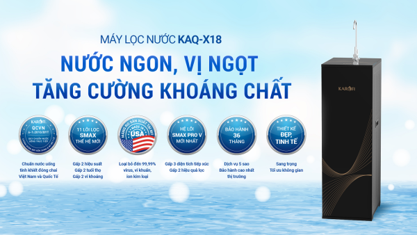 Máy lọc nước Karofi KAQ-X18 cung cấp Nước ngon, vị ngọt và tăng cường khoáng chất