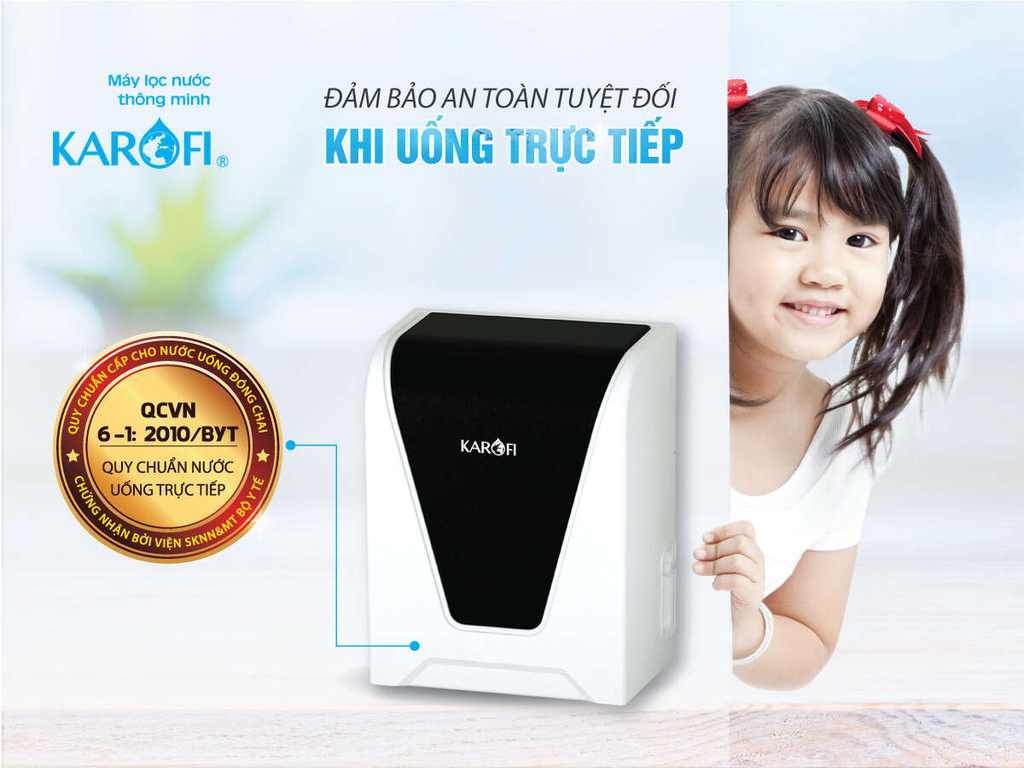 Máy lọc nước Karofi uRO 1.0 đạt chuẩn quốc gia về nước uống trực tiếp