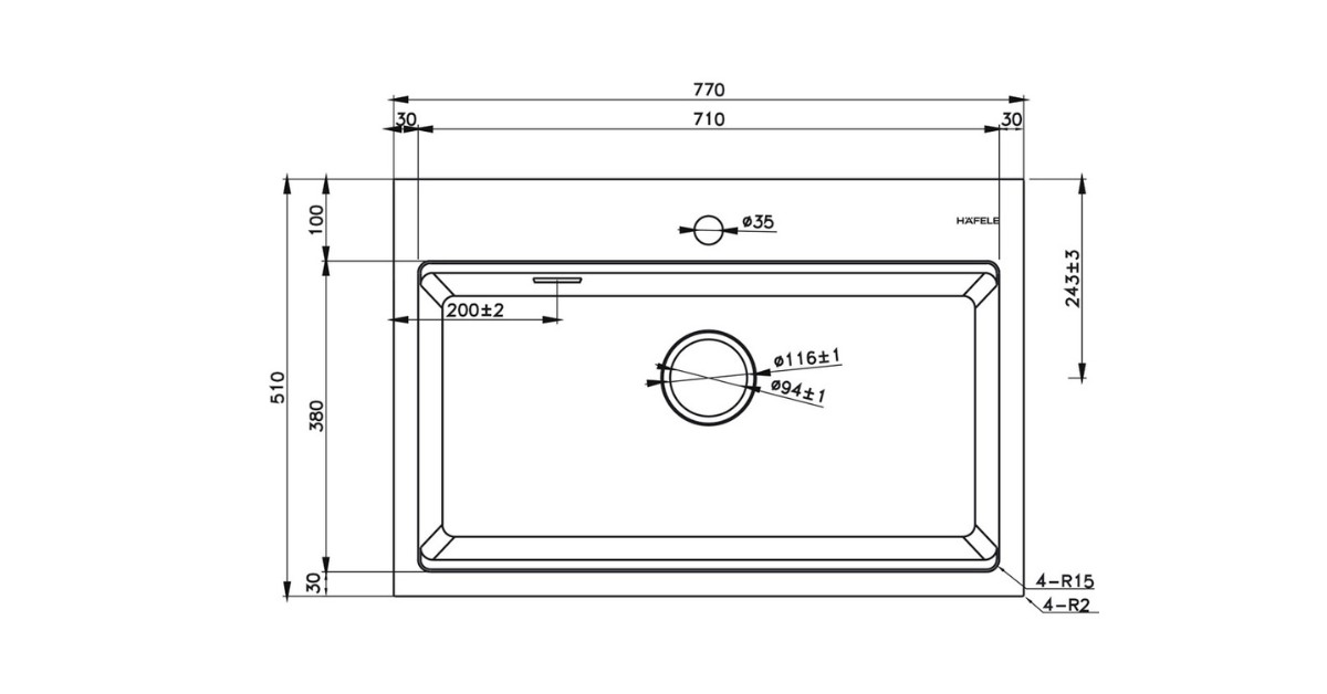 Chậu đá Hafele HS22-GEN1S90M - màu kem 577.25.430